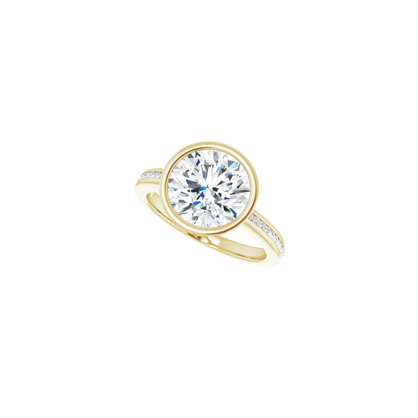 Round Bezel-Set Solitaire Engagement Ring | Metal Type=14K Yellow Gold | Center Stone Size=3 CT | Image 5