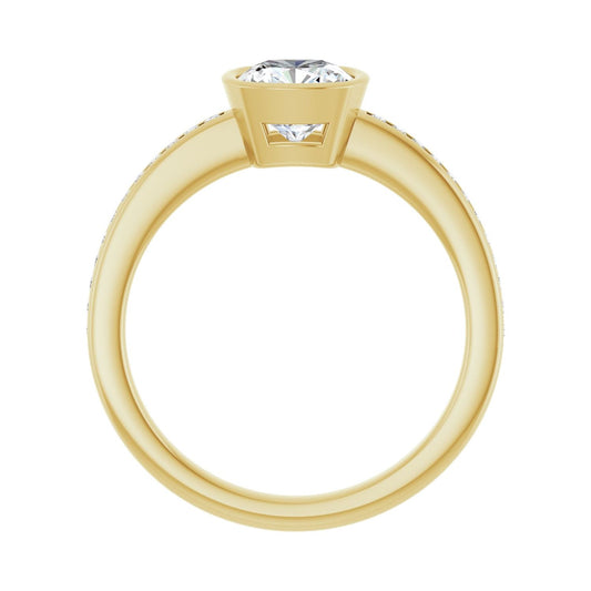 Cushion Bezel-Set Solitaire Engagement Ring | Metal Type=14K Yellow Gold | Center Stone Size=1 CT | Image 2