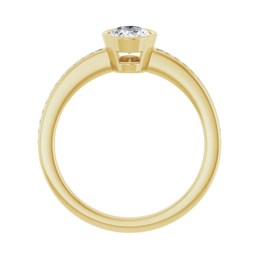 Oval Bezel-Set Solitaire Engagement Ring | Metal Type=14K Yellow Gold | Center Stone Size=1 CT | Image 2