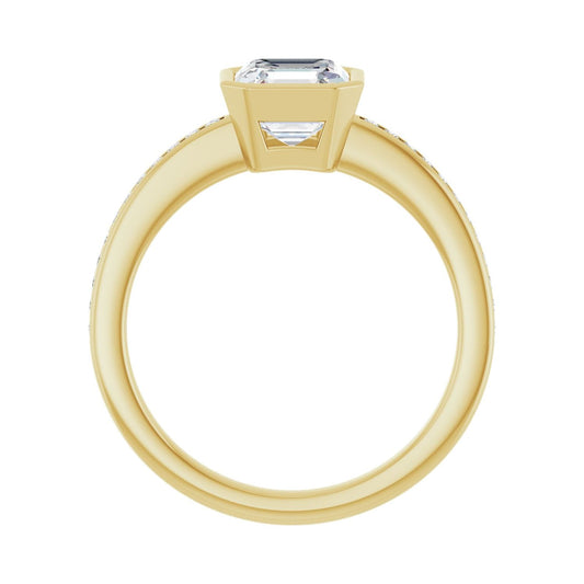 Asscher Bezel-Set Solitaire Engagement Ring | Metal Type=14K Yellow Gold | Center Stone Size=1 CT | Image 2