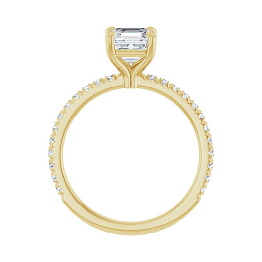 Asscher Claw-Prong Engagement Ring | Metal Type=14K Yellow Gold | Center Stone Size=1 CT | Image 2