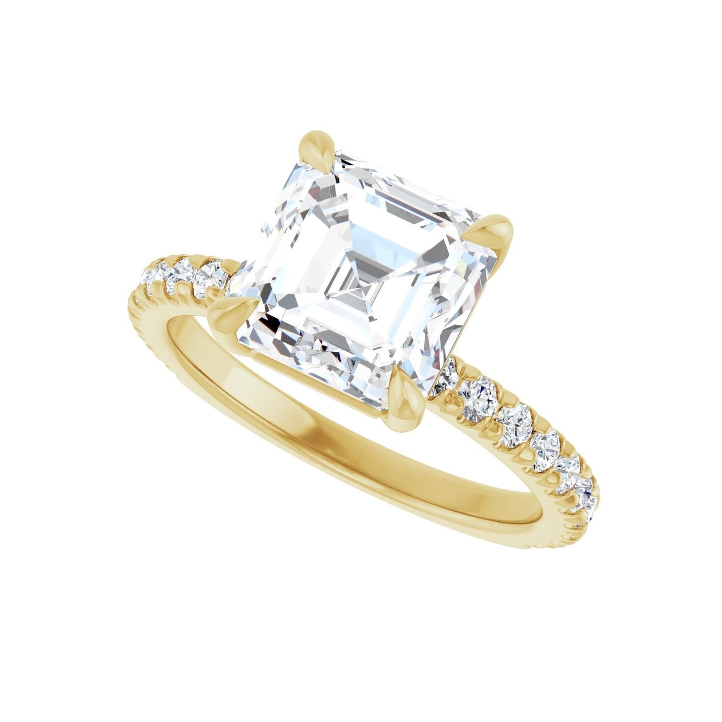 Asscher Claw-Prong Engagement Ring | Metal Type=14K Yellow Gold | Center Stone Size=3 CT | Image 5