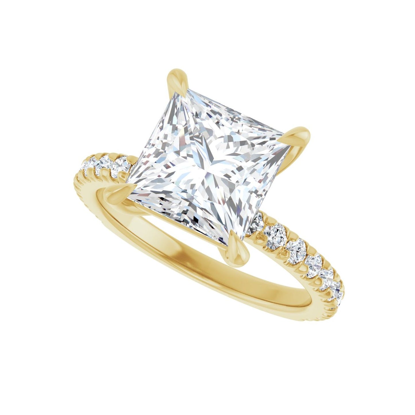 Square Claw-Prong Engagement Ring | Metal Type=14K Yellow Gold | Center Stone Size=3 CT | Image 5