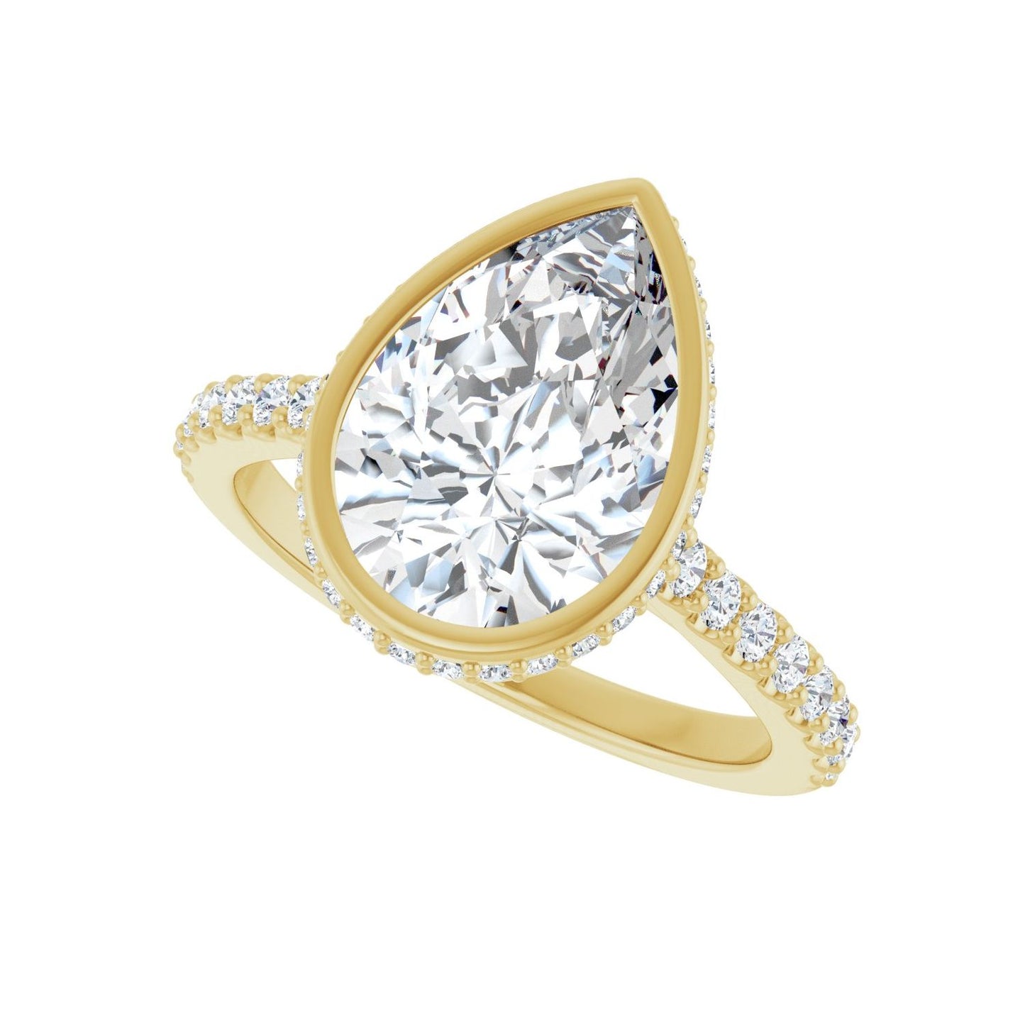 Pear Hidden Halo-Style Engagement Ring | Metal Type=14K Yellow Gold | Center Stone Size=3 CT | Image 5