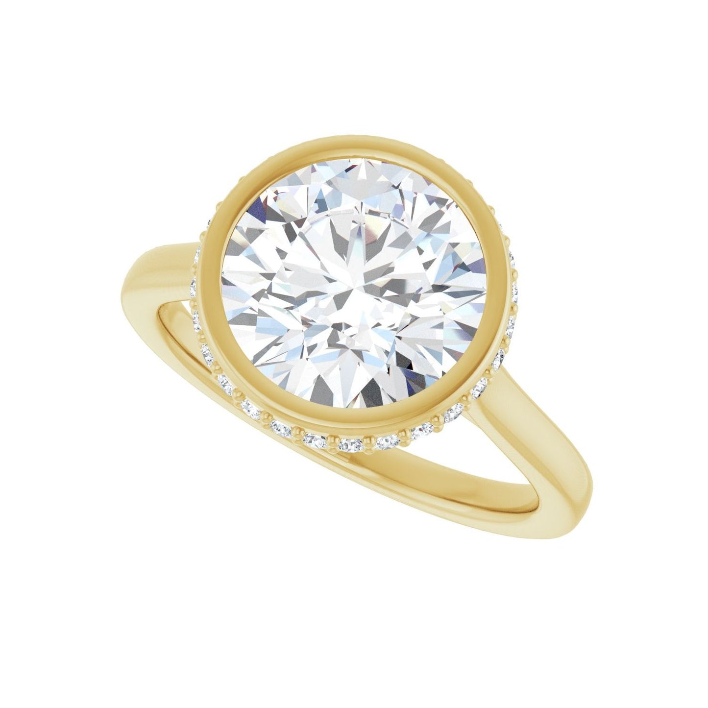 Round Hidden Halo-Style Engagement Ring | Metal Type=14K Yellow Gold | Center Stone Size=3 CT | Image 5
