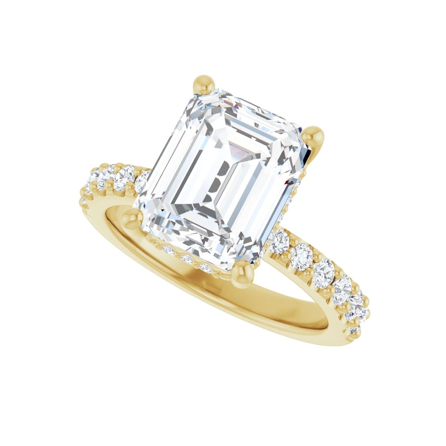 Emerald Hidden Halo-Style Engagement Ring | Metal Type=14K Yellow Gold | Center Stone Size=3 CT | Image 5