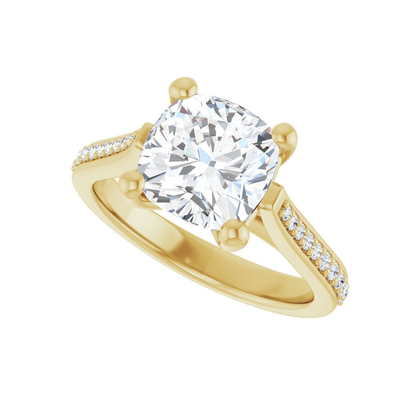 Cushion Engagement Ring | Metal Type=14K Yellow Gold | Center Stone Size=3 CT | Image 5