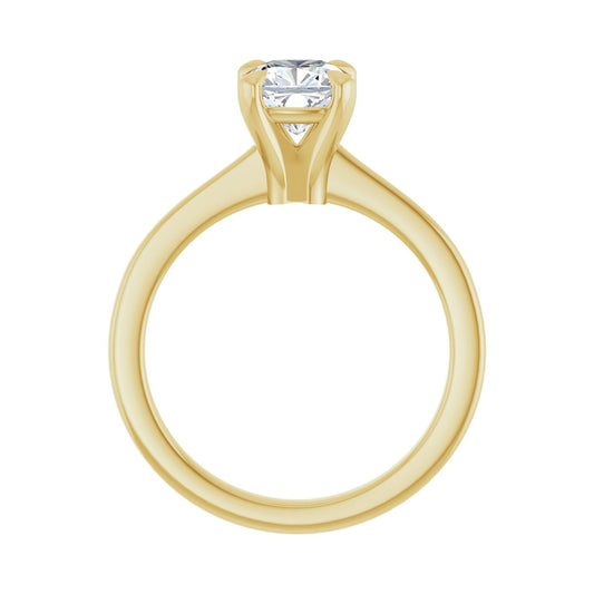 Cushion Claw-Prong Engagement Ring | Metal Type=14K Yellow Gold | Center Stone Size=1 CT | Image 2