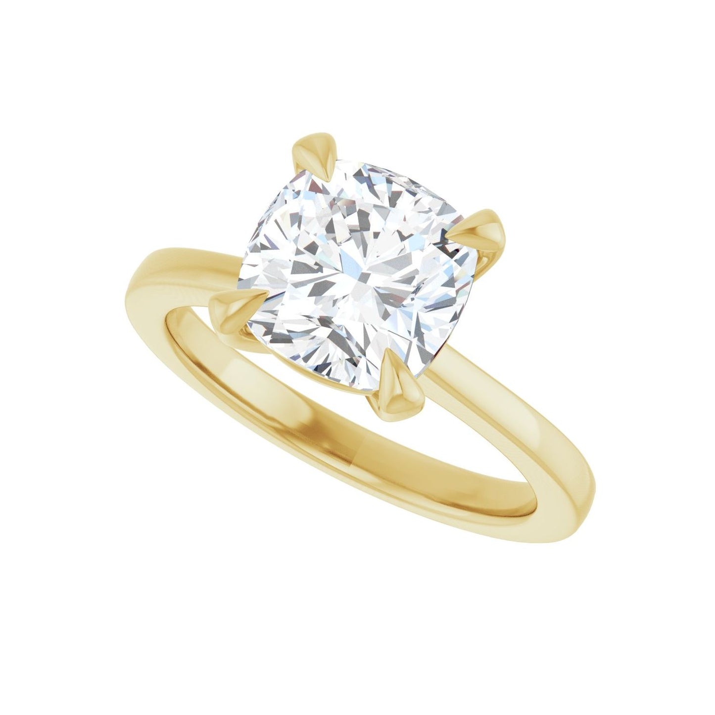 Cushion Claw-Prong Engagement Ring | Metal Type=14K Yellow Gold | Center Stone Size=3 CT | Image 5