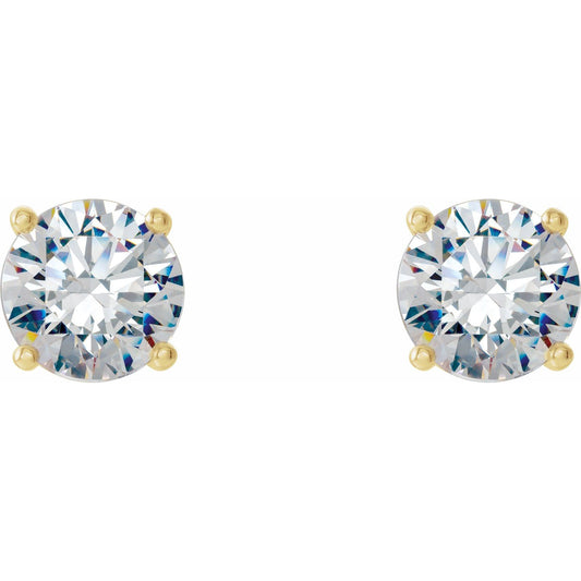 Round 4-Prong Cocktail-Style Stud Earrings | Metal Type=14K Yellow Gold | Center Stone Size=3 TCW | Image 2