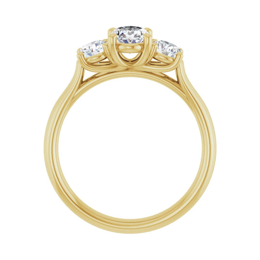 Oval Three-Stone Engagement Ring | Metal Type=14K Yellow Gold | Center Stone Size=1 CT | Image 2
