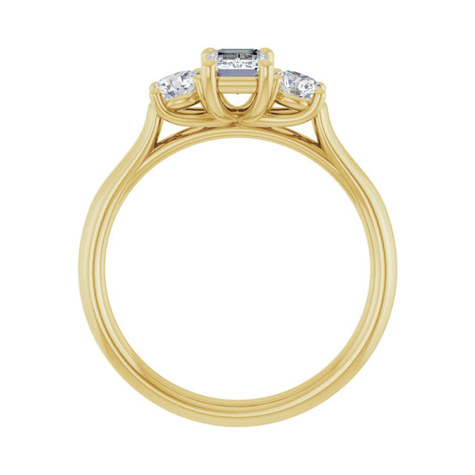 Emerald Three-Stone Engagement Ring | Metal Type=14K Yellow Gold | Center Stone Size=1 CT | Image 2