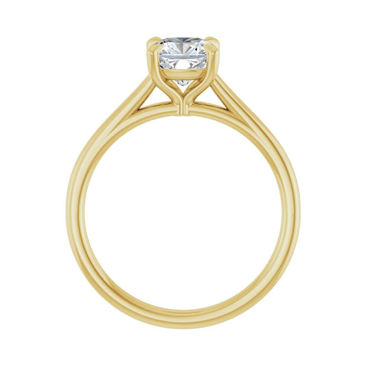 Cushion Claw-Prong Solitaire Engagement Ring | Metal Type=14K Yellow Gold | Center Stone Size=1 CT | Image 2