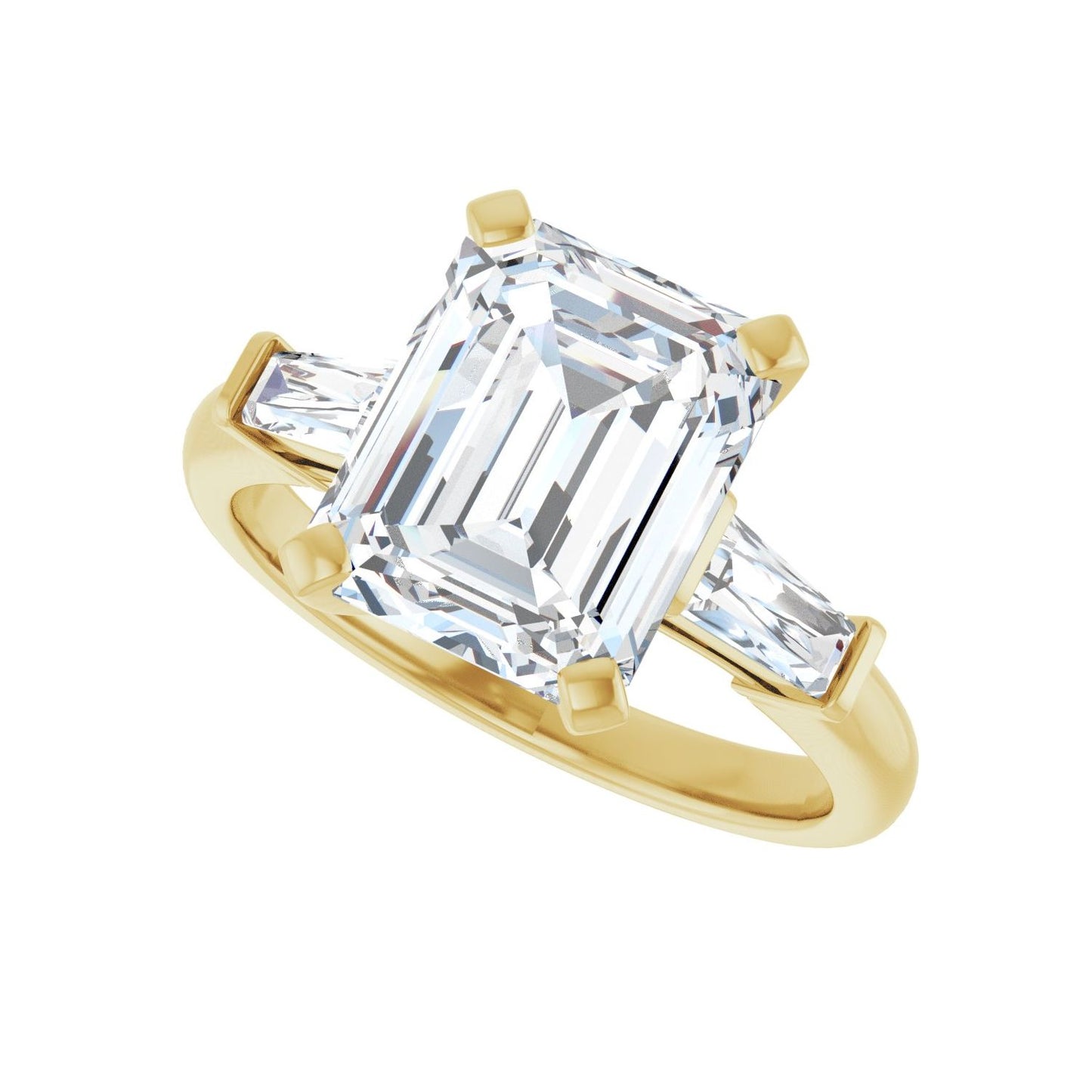 Emerald Three-Stone Engagement Ring | Metal Type=14K Yellow Gold | Center Stone Size=3 CT | Image 5