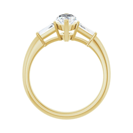 Marquise Three-Stone Engagement Ring | Metal Type=14K Yellow Gold | Center Stone Size=1 CT | Image 2
