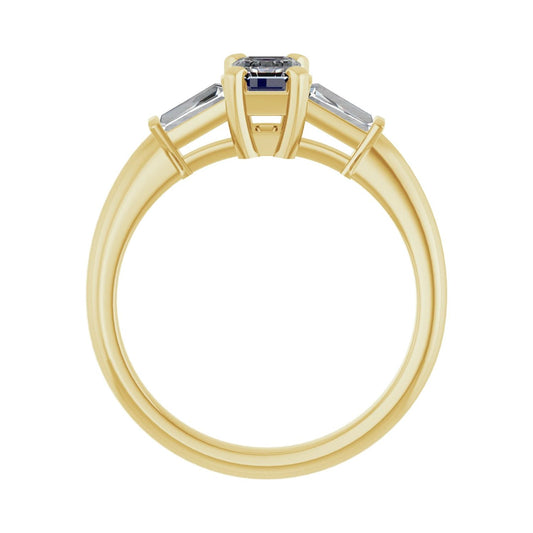 Emerald Three-Stone Engagement Ring | Metal Type=14K Yellow Gold | Center Stone Size=1 CT | Image 2