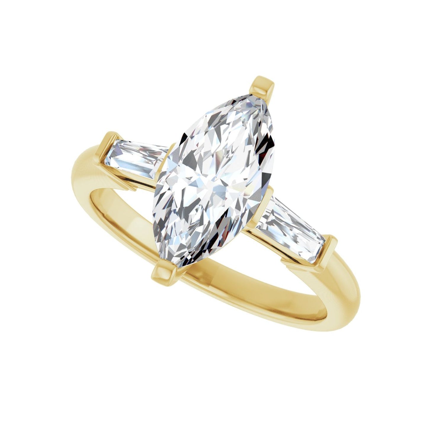 Marquise Three-Stone Engagement Ring | Metal Type=14K Yellow Gold | Center Stone Size=1.5 CT | Image 5