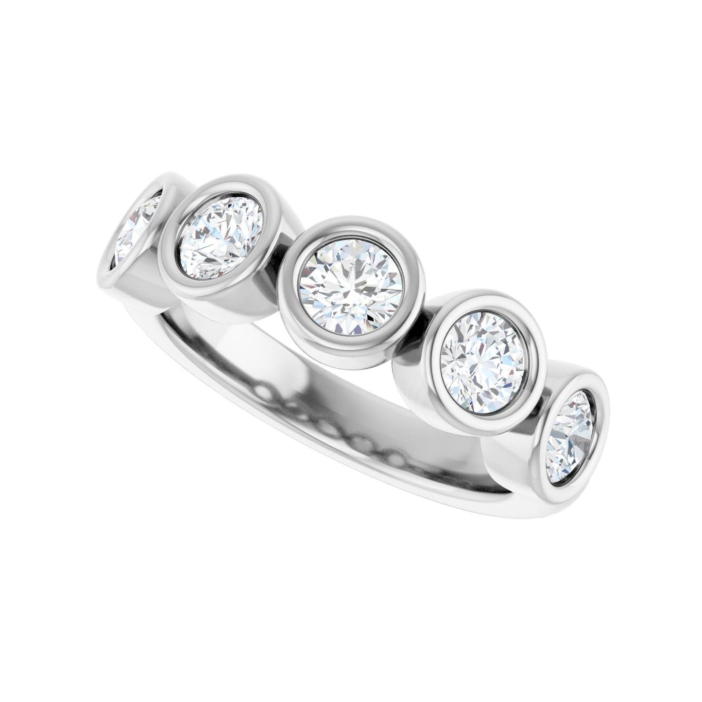 Bezel-Set Anniversary Band - Round 3MM-4MM | Metal Type=Platinum | Diamond Size=4MM | Image 2