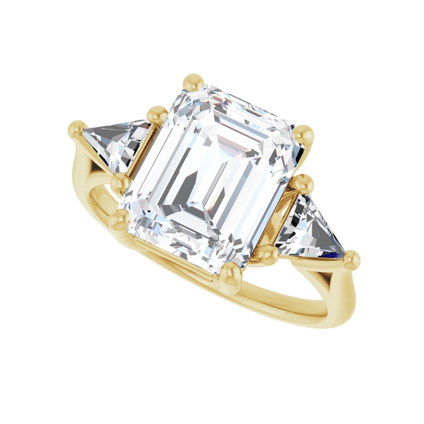 Emerald Three-Stone Engagement Ring | Metal Type=14K Yellow Gold | Center Stone Size=3 CT | Image 5