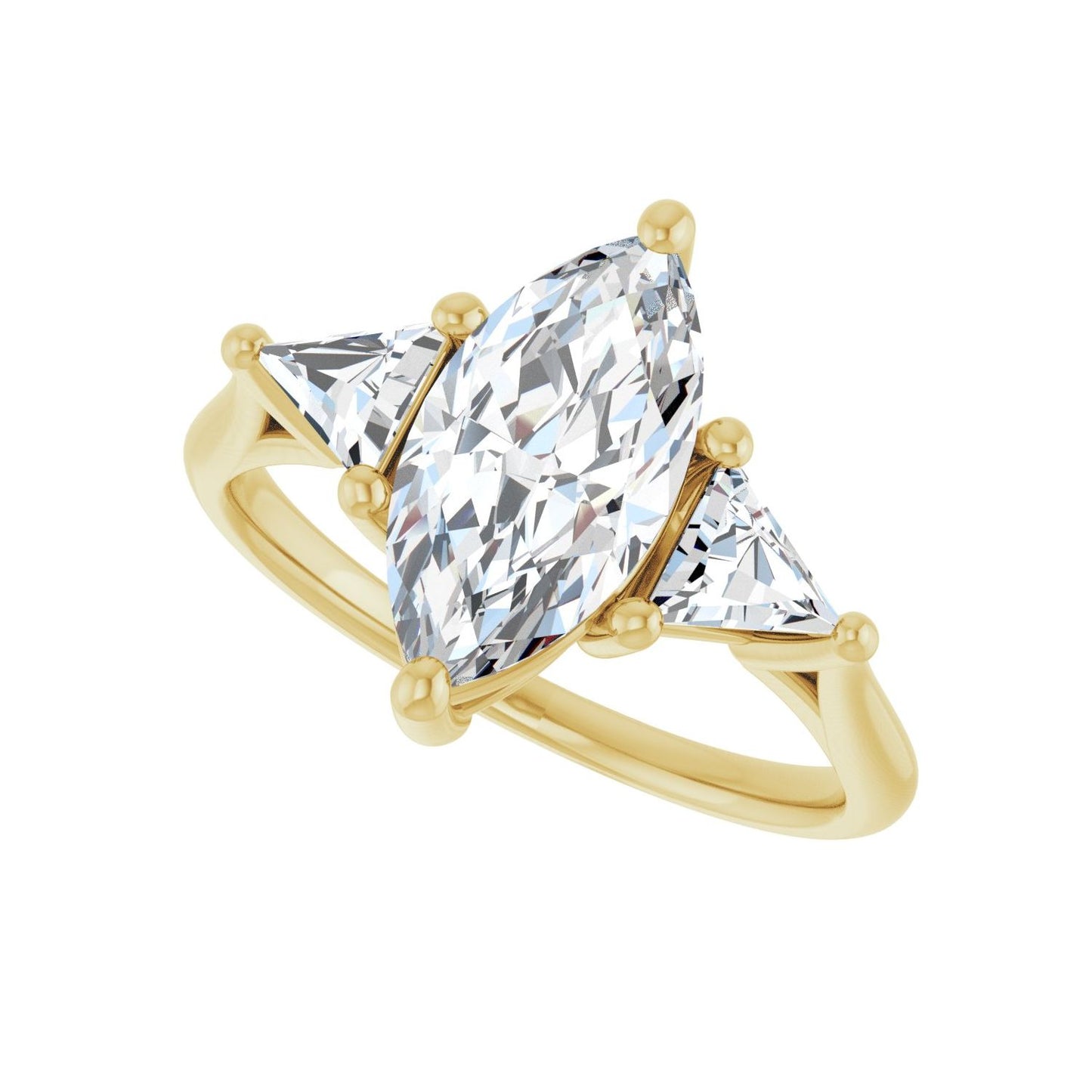 Marquise Three-Stone Engagement Ring | Metal Type=14K Yellow Gold | Center Stone Size=1.5 CT | Image 5