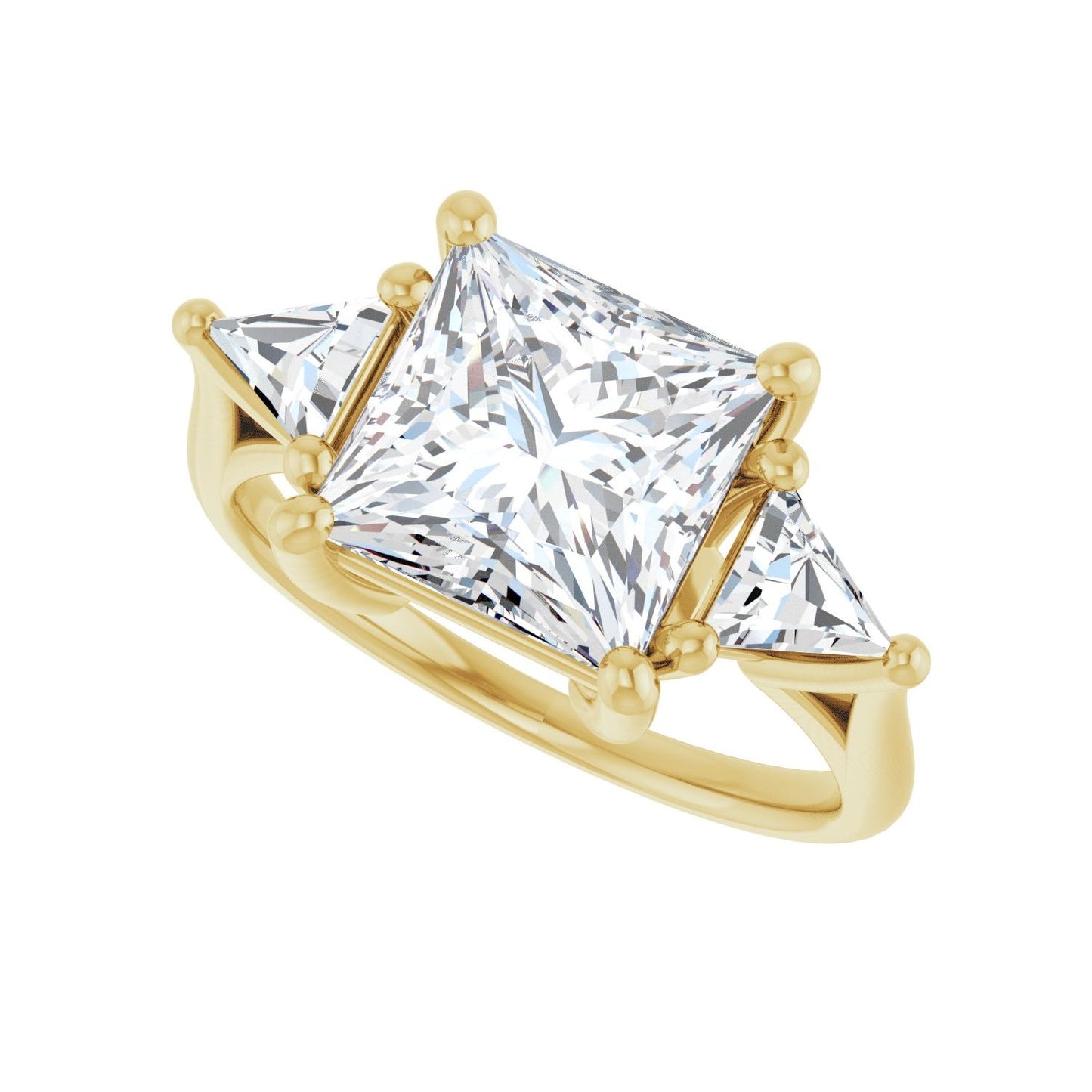 Square Three-Stone Engagement Ring | Metal Type=14K Yellow Gold | Center Stone Size=3 CT | Image 5