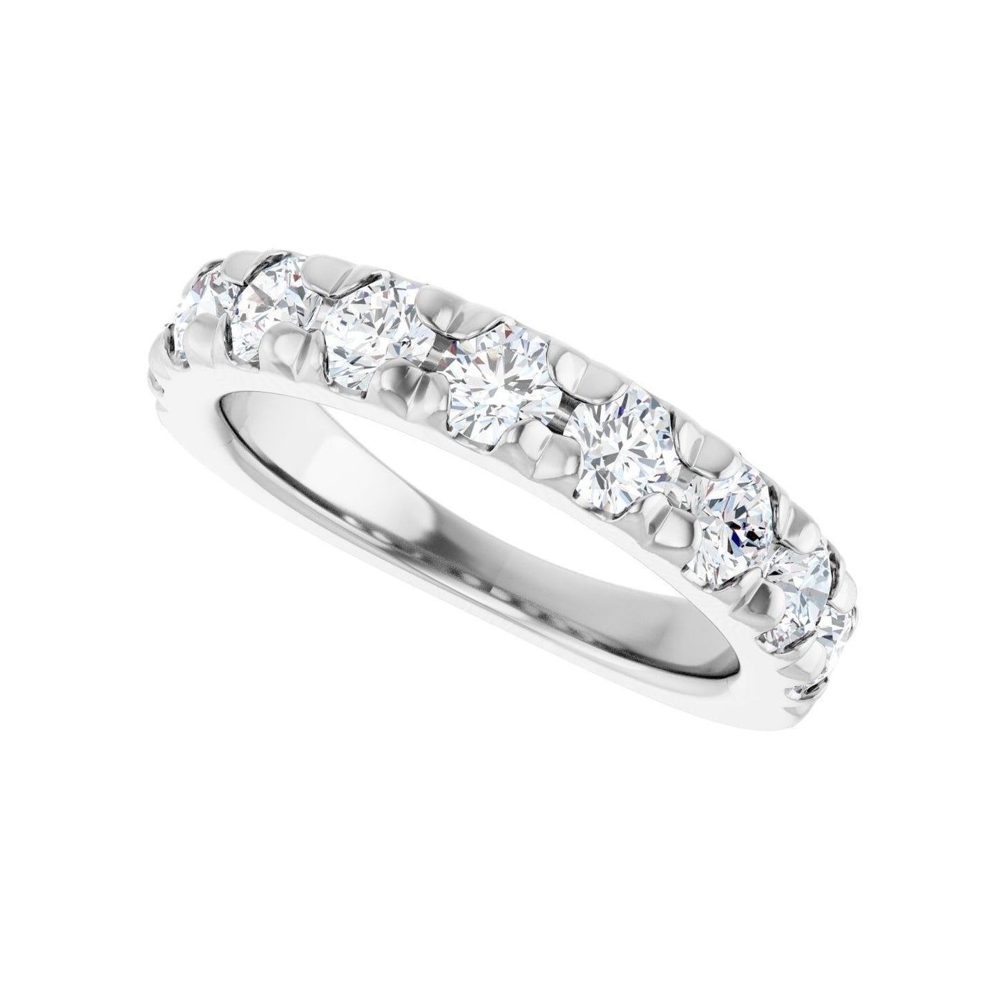 French-Set Anniversary Band - Round 3MM-4MM | Metal Type=Platinum | Diamond Size=3.5MM | Image 2