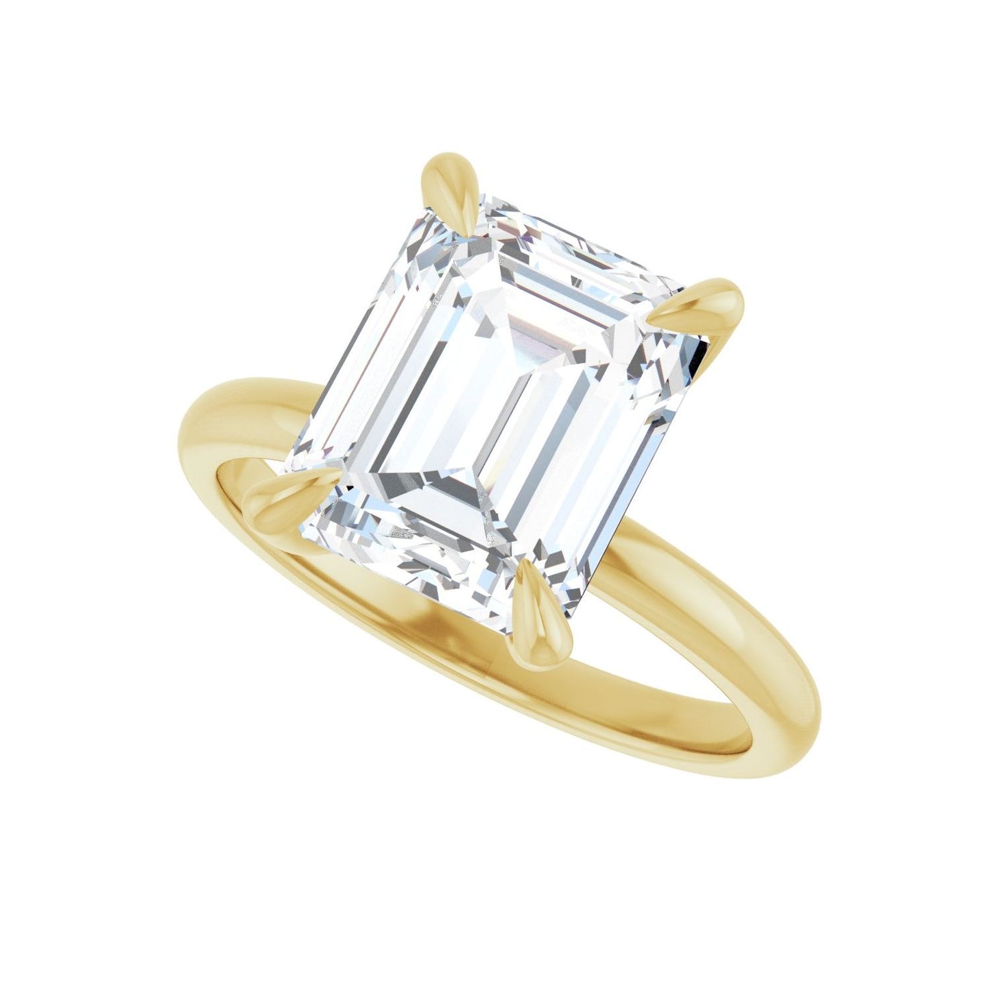 Emerald Solitaire Engagement Ring | Metal Type=14K Yellow Gold | Center Stone Size=3 CT | Image 5