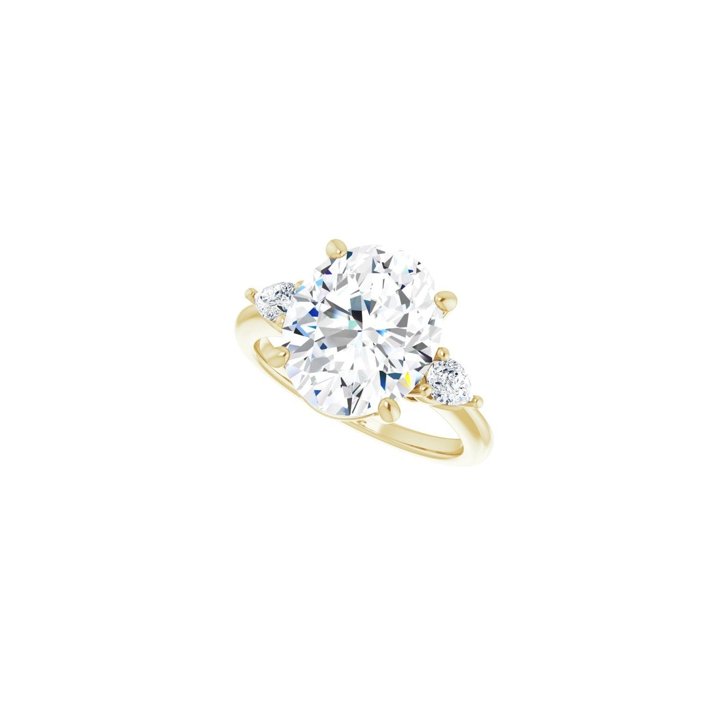 Oval Three-Stone Engagement Ring | Metal Type=14K Yellow Gold | Center Stone Size=3 CT | Image 5