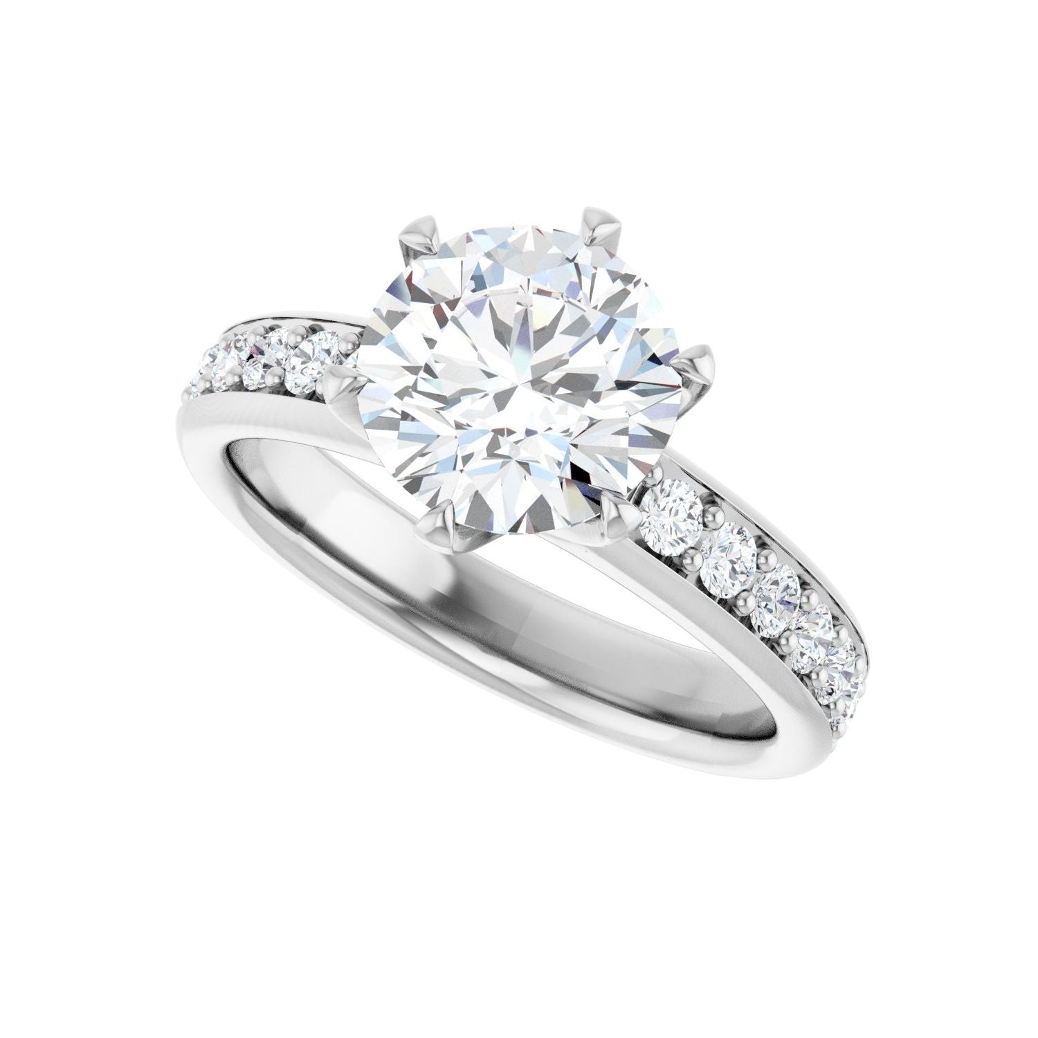 Round Solstice Solitaire�� Engagement Ring | Metal Type=14K White Gold | Center Stone Size=2 CT | Image 5
