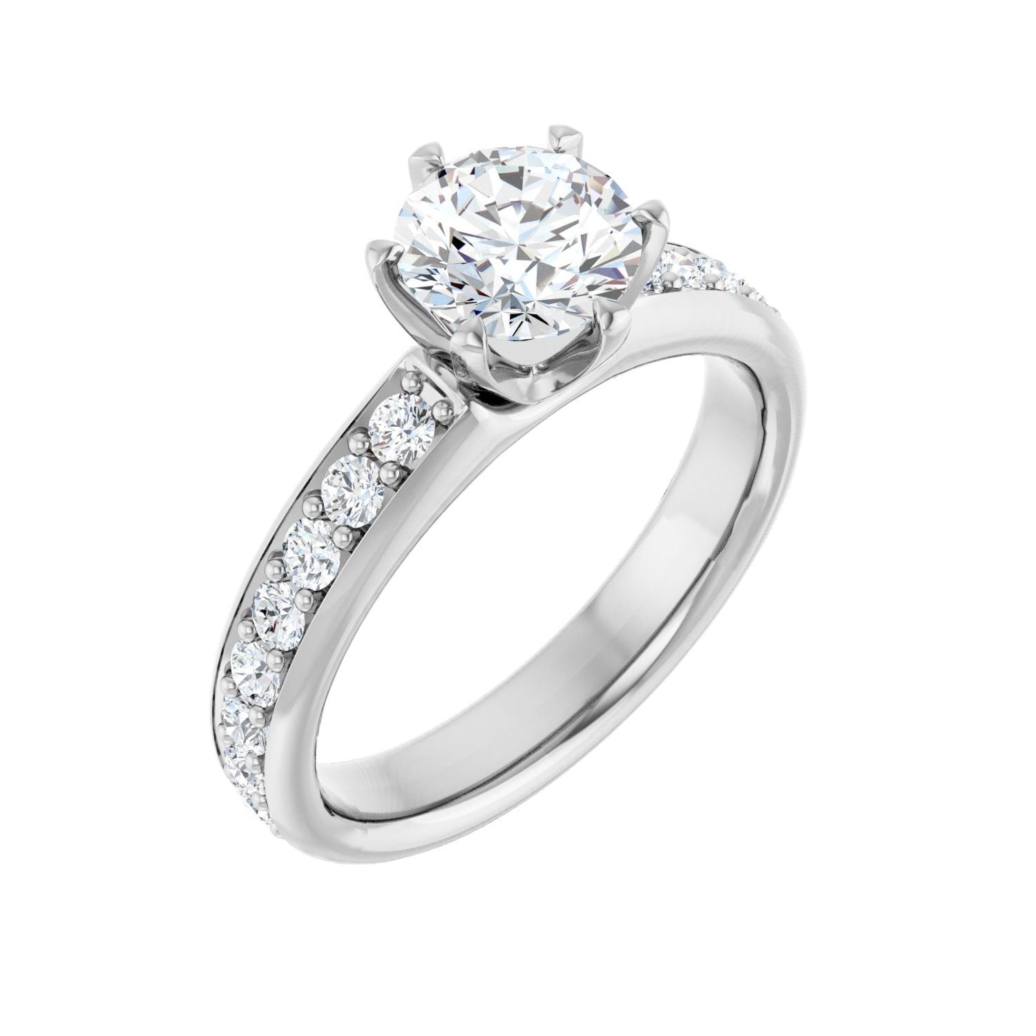 Round Solstice Solitaire�� Engagement Ring | Metal Type=14K White Gold | Center Stone Size=1 CT | Image 1