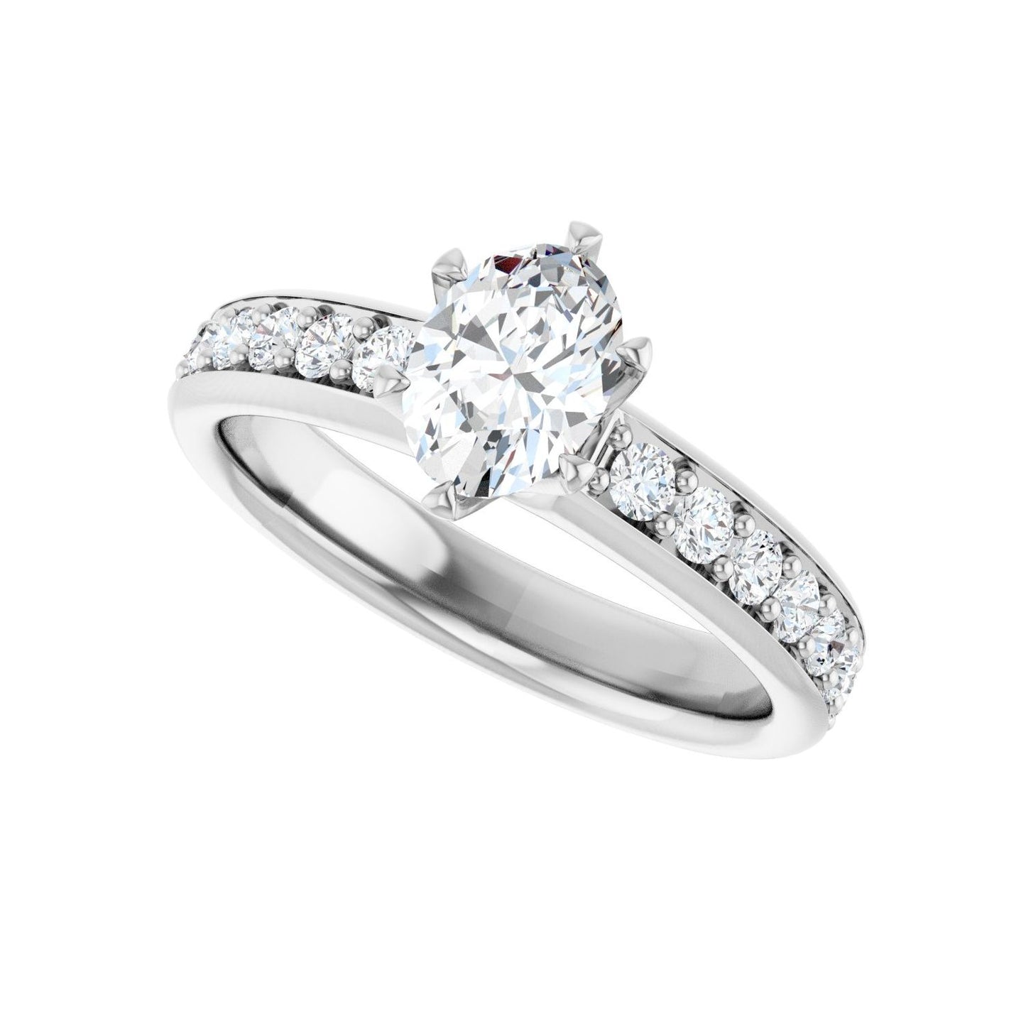 Oval Solstice Solitaire�� Engagement Ring | Metal Type=14K White Gold | Center Stone Size=1 CT | Image 5