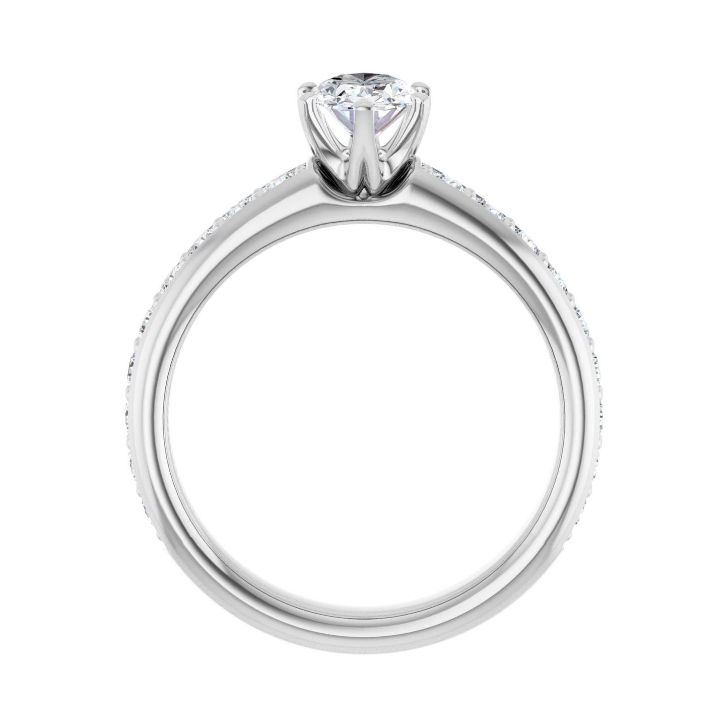 Oval Solstice Solitaire�� Engagement Ring | Metal Type=14K White Gold | Center Stone Size=1 CT | Image 2