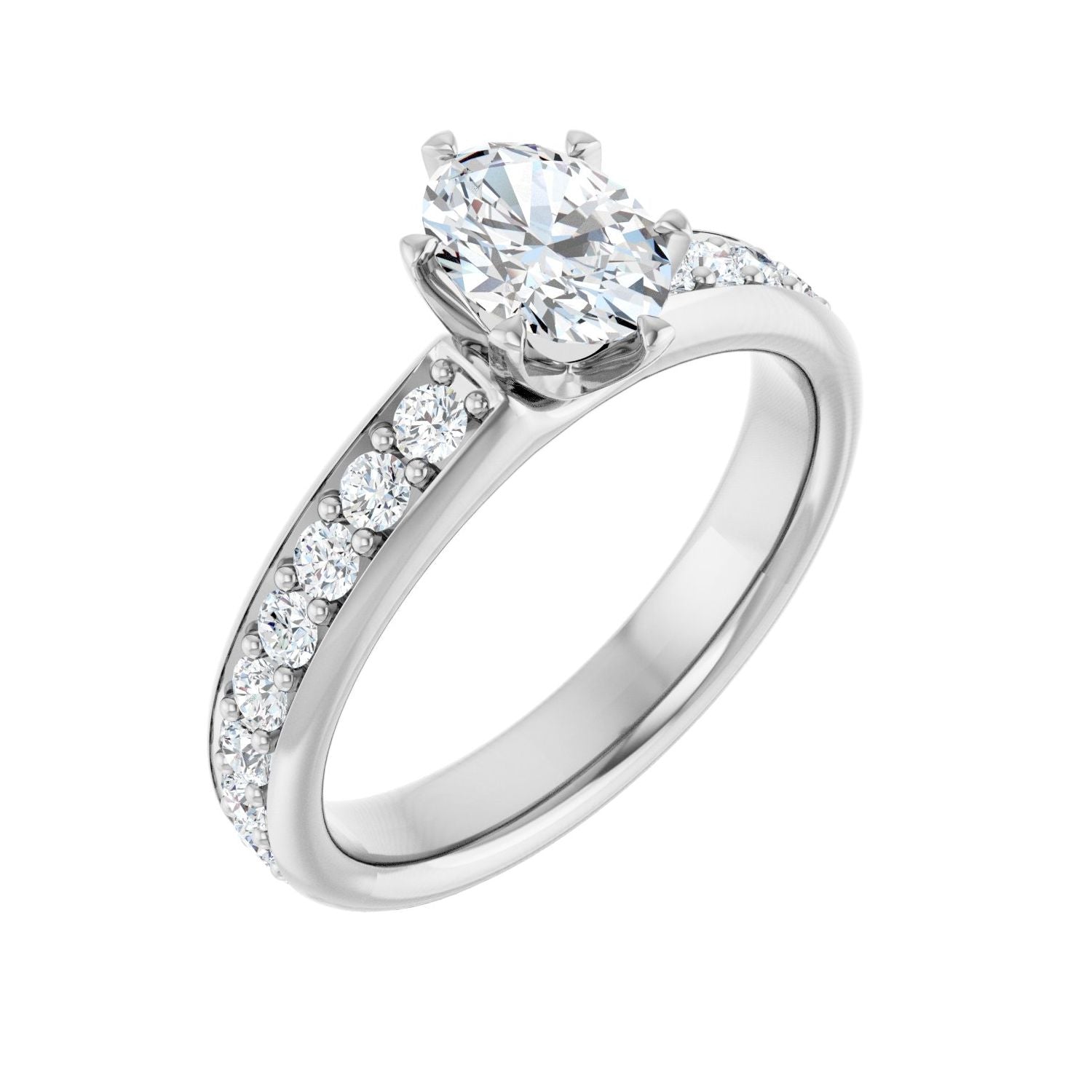 Oval Solstice Solitaire�� Engagement Ring | Metal Type=14K White Gold | Center Stone Size=1 CT | Image 1