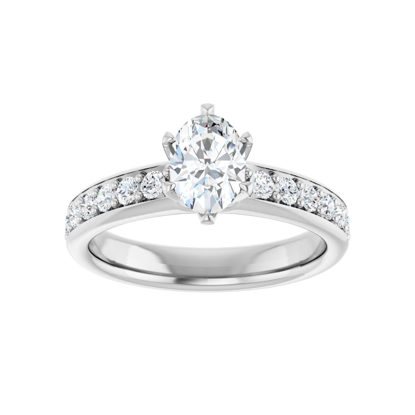 Oval Solstice Solitaire�� Engagement Ring | Metal Type=14K White Gold | Center Stone Size=1 CT | Image 3