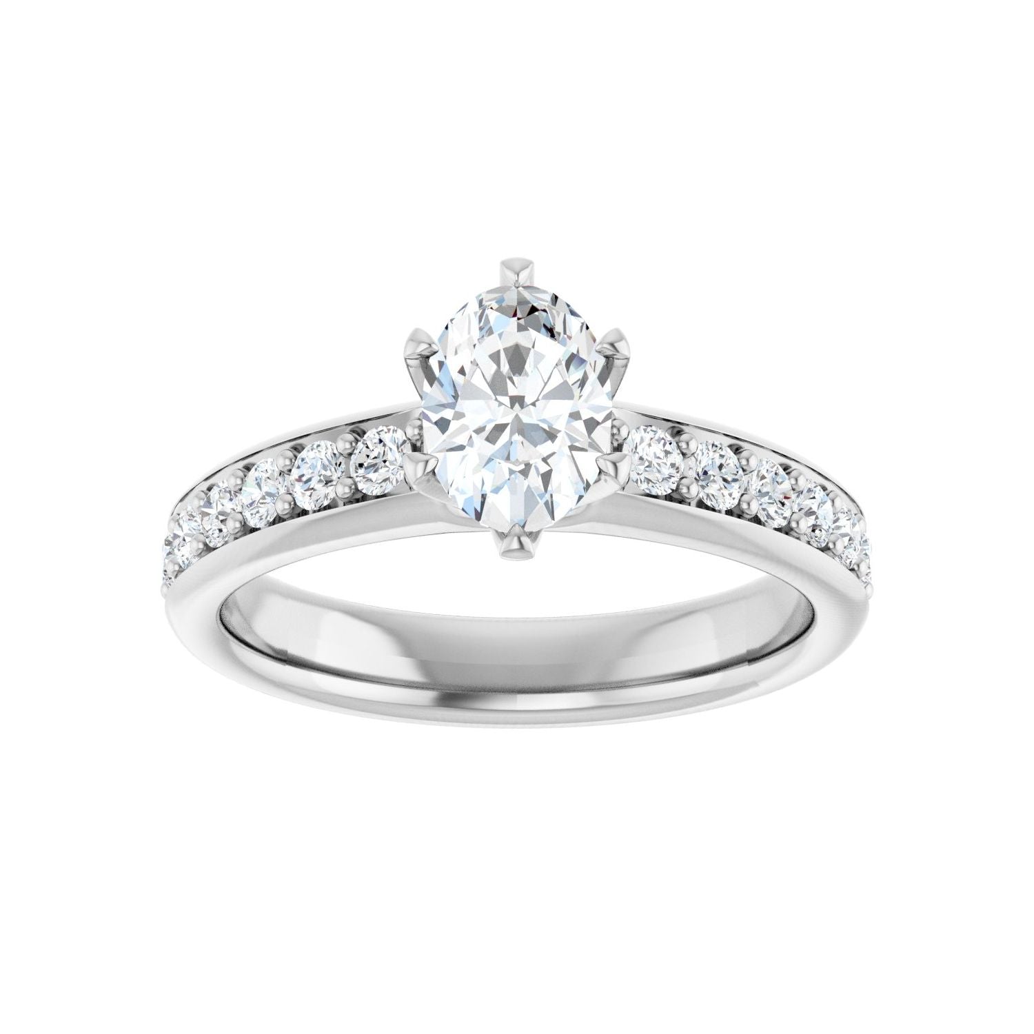 Oval Solstice Solitaire�� Engagement Ring | Metal Type=14K White Gold | Center Stone Size=1 CT | Image 3