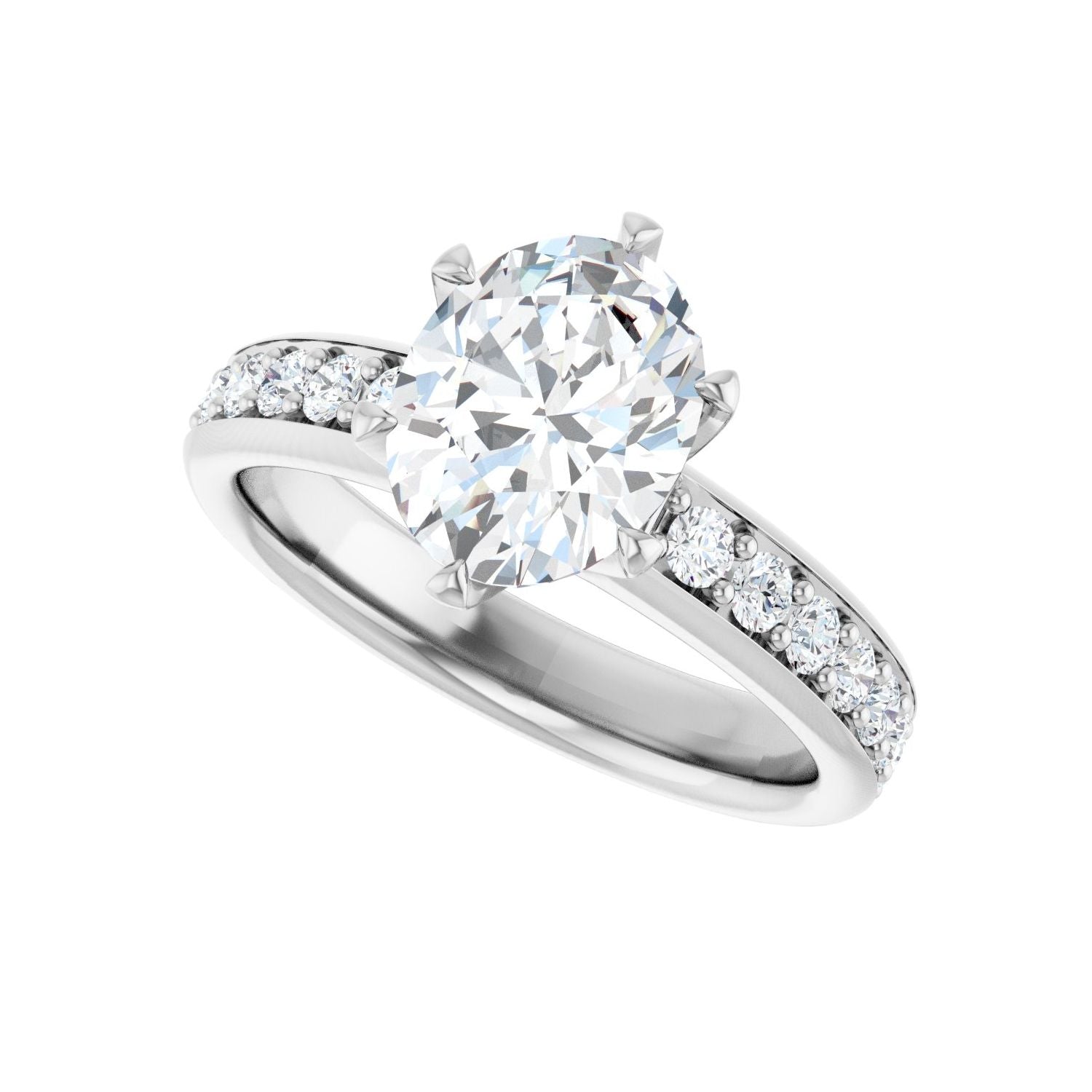 Oval Solstice Solitaire�� Engagement Ring | Metal Type=14K White Gold | Center Stone Size=2 CT | Image 5