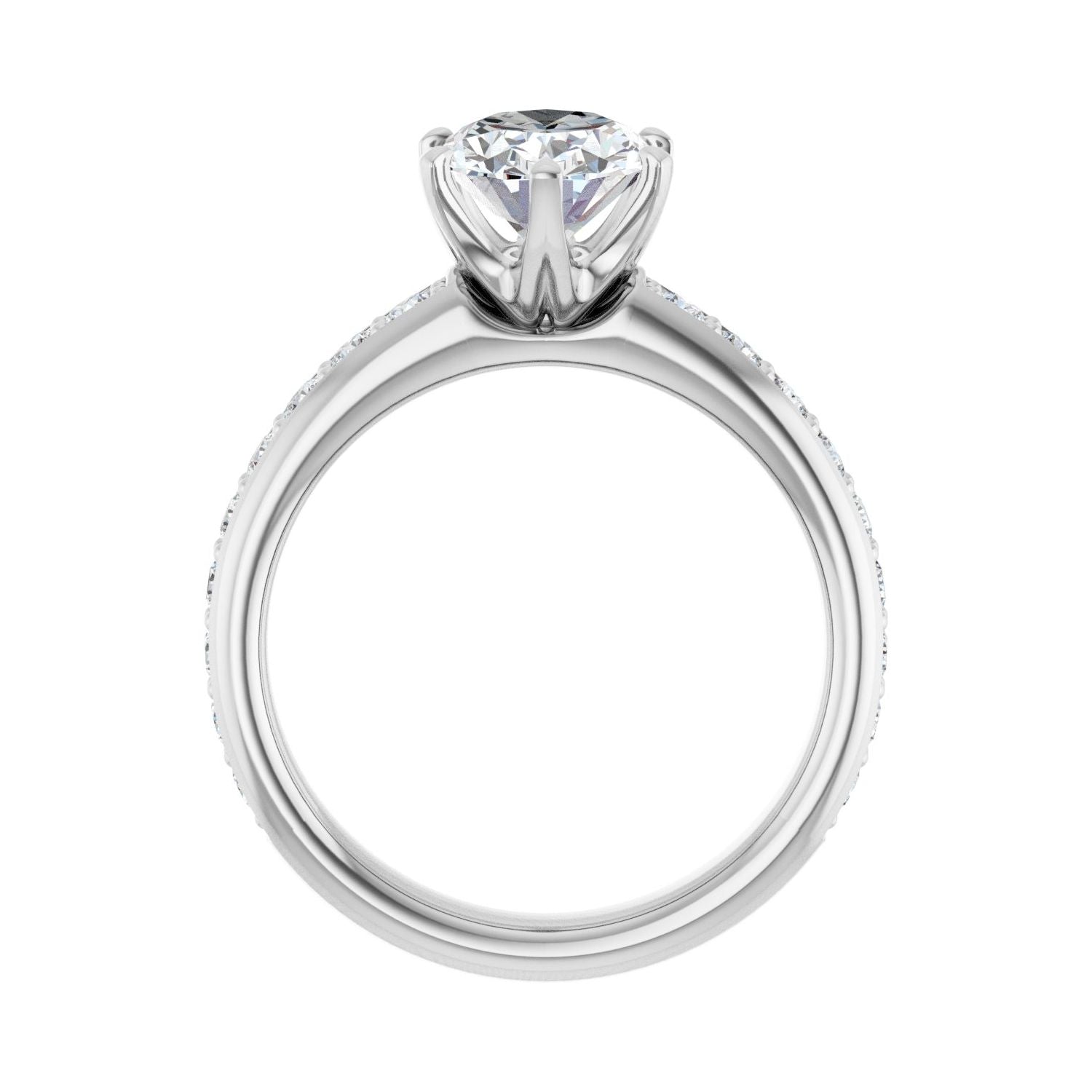 Oval Solstice Solitaire�� Engagement Ring | Metal Type=14K White Gold | Center Stone Size=2 CT | Image 2