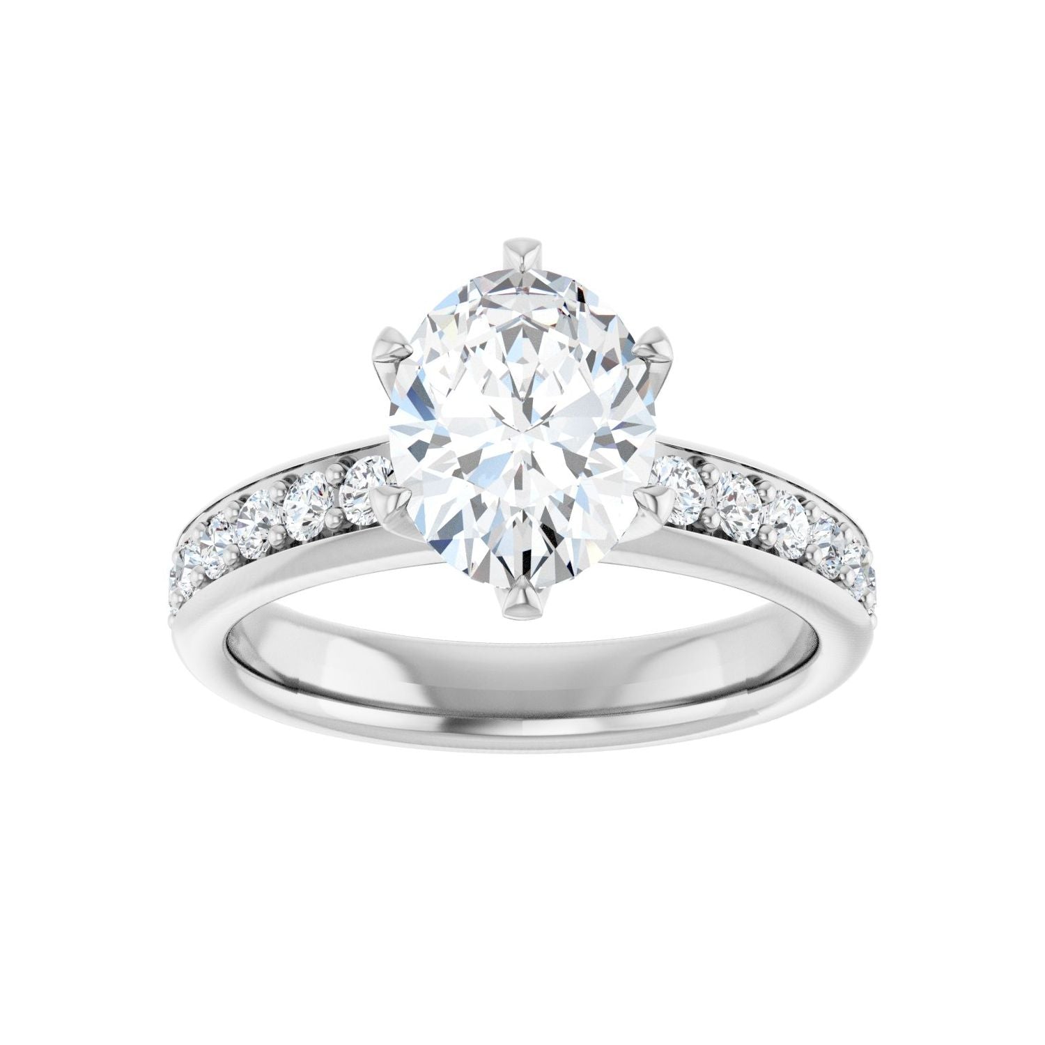 Oval Solstice Solitaire�� Engagement Ring | Metal Type=14K White Gold | Center Stone Size=2 CT | Image 3