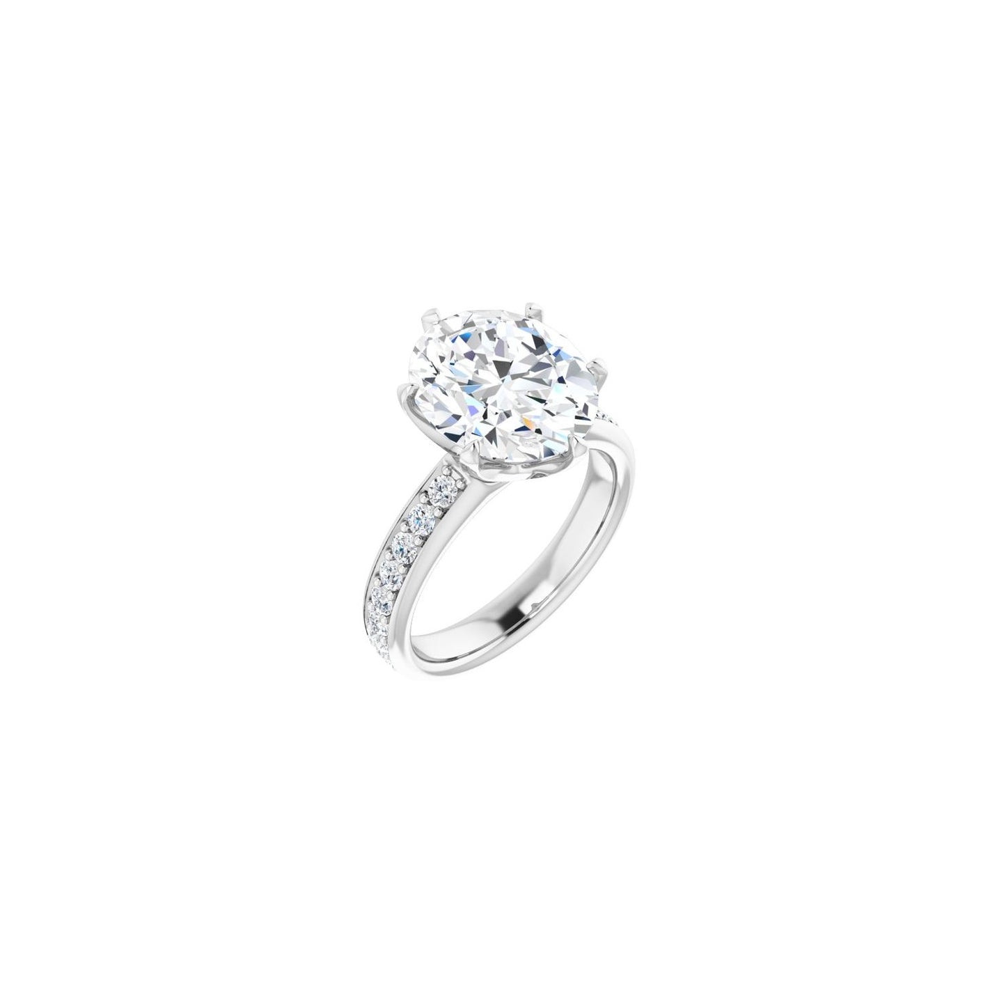 Oval Solstice Solitaire�� Engagement Ring | Metal Type=14K White Gold | Center Stone Size=3 CT | Image 1