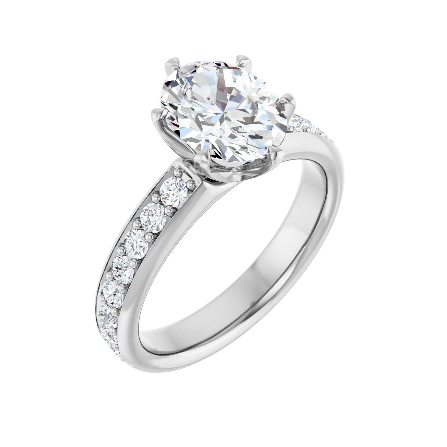 Oval Solstice Solitaire�� Engagement Ring | Metal Type=14K White Gold | Center Stone Size=2 CT | Image 1