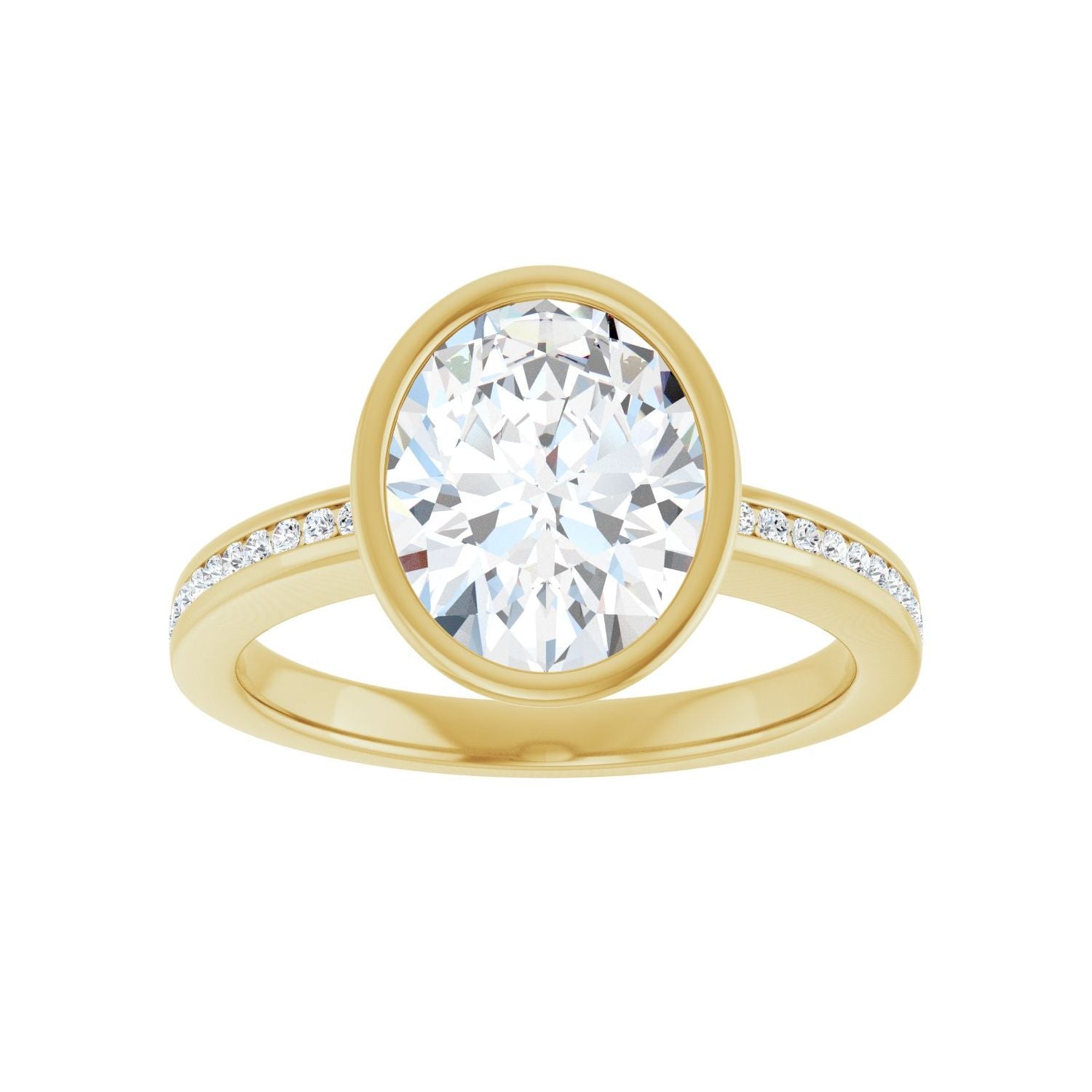 Oval Bezel-Set Solitaire Engagement Ring | Metal Type=14K Yellow Gold | Center Stone Size=2.5 CT | Image 3