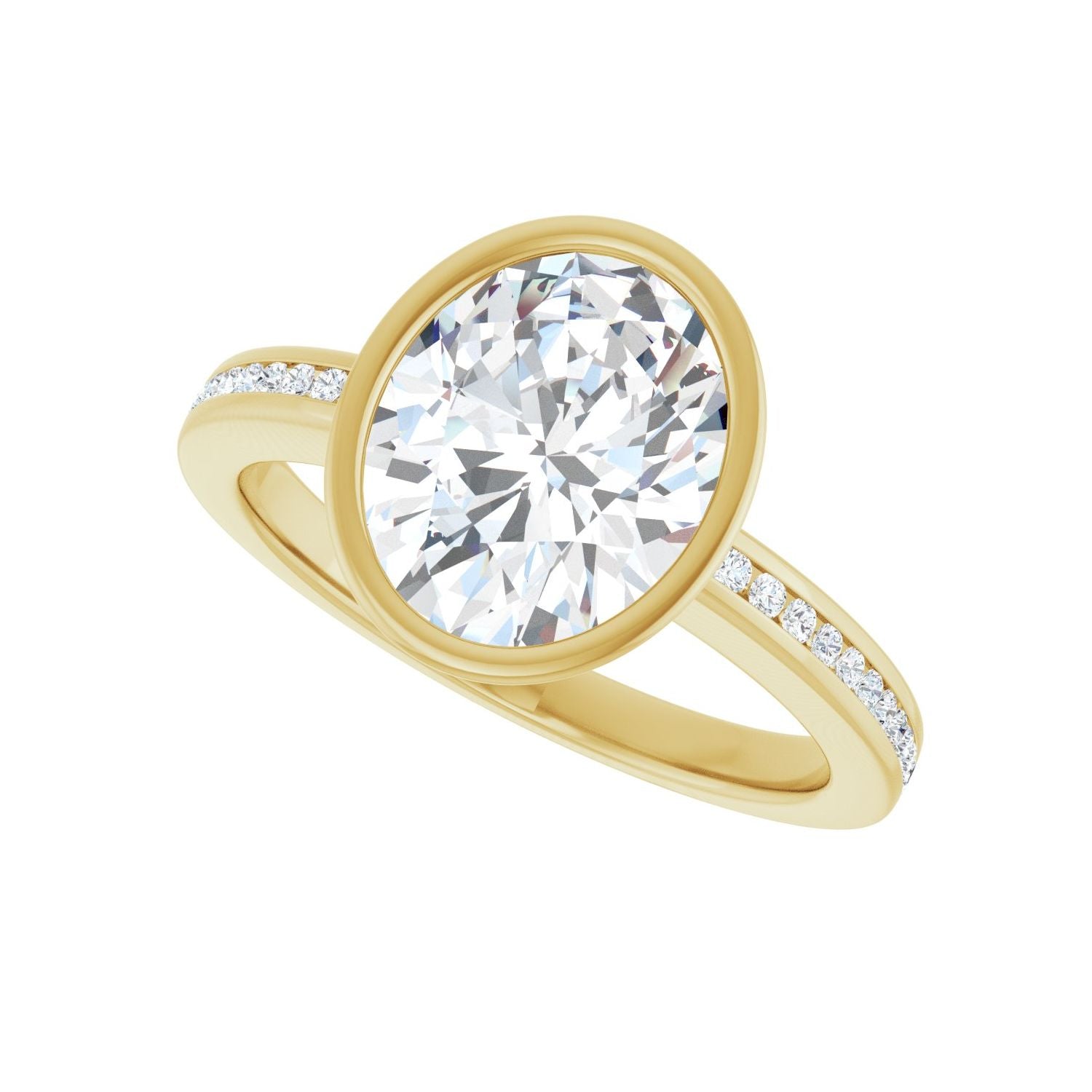 Oval Bezel-Set Solitaire Engagement Ring | Metal Type=14K Yellow Gold | Center Stone Size=2.5 CT | Image 5