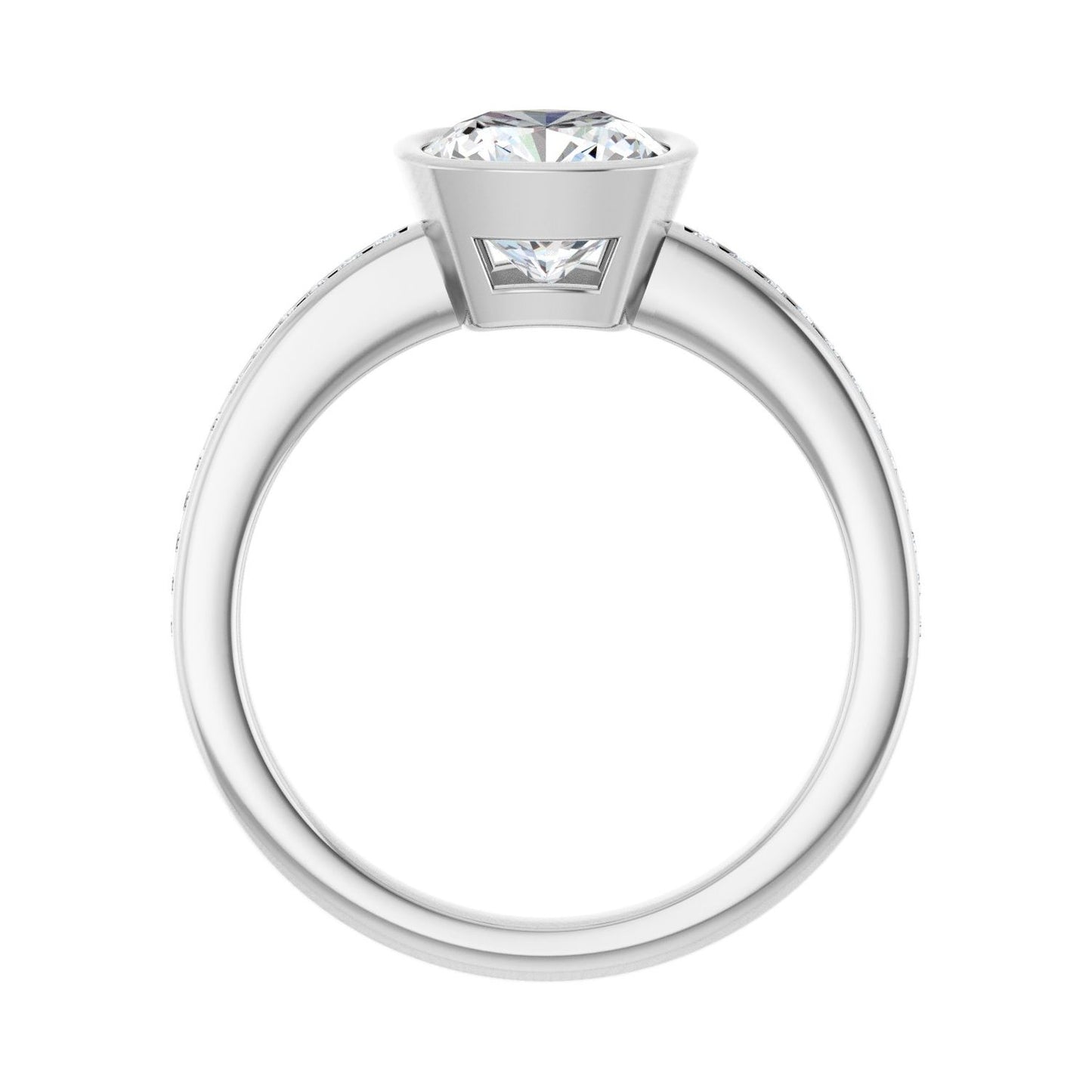 Cushion Bezel-Set Solitaire Engagement Ring | Metal Type=14K White Gold | Center Stone Size=2 CT | Image 2