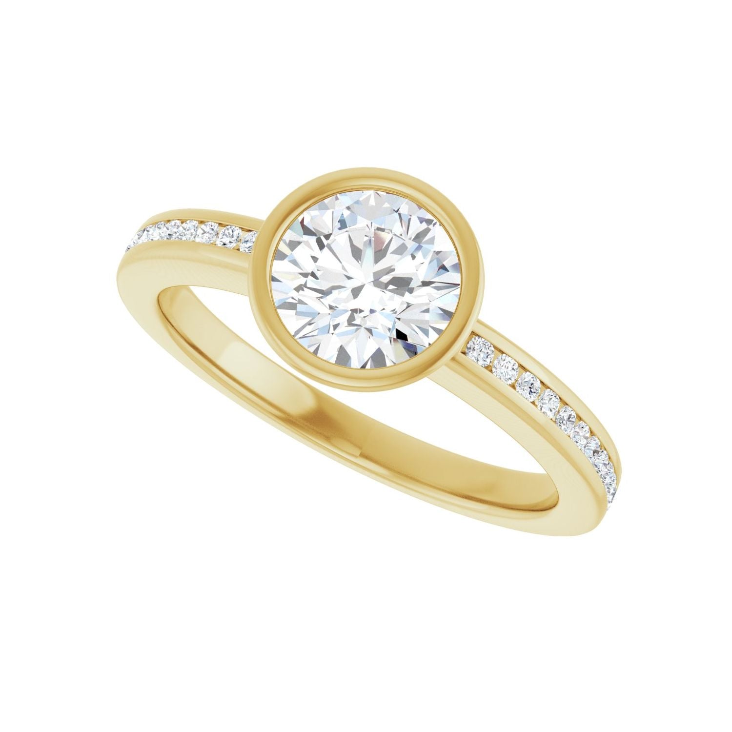 Round Bezel-Set Solitaire Engagement Ring | Metal Type=14K Yellow Gold | Center Stone Size=1 CT | Image 5
