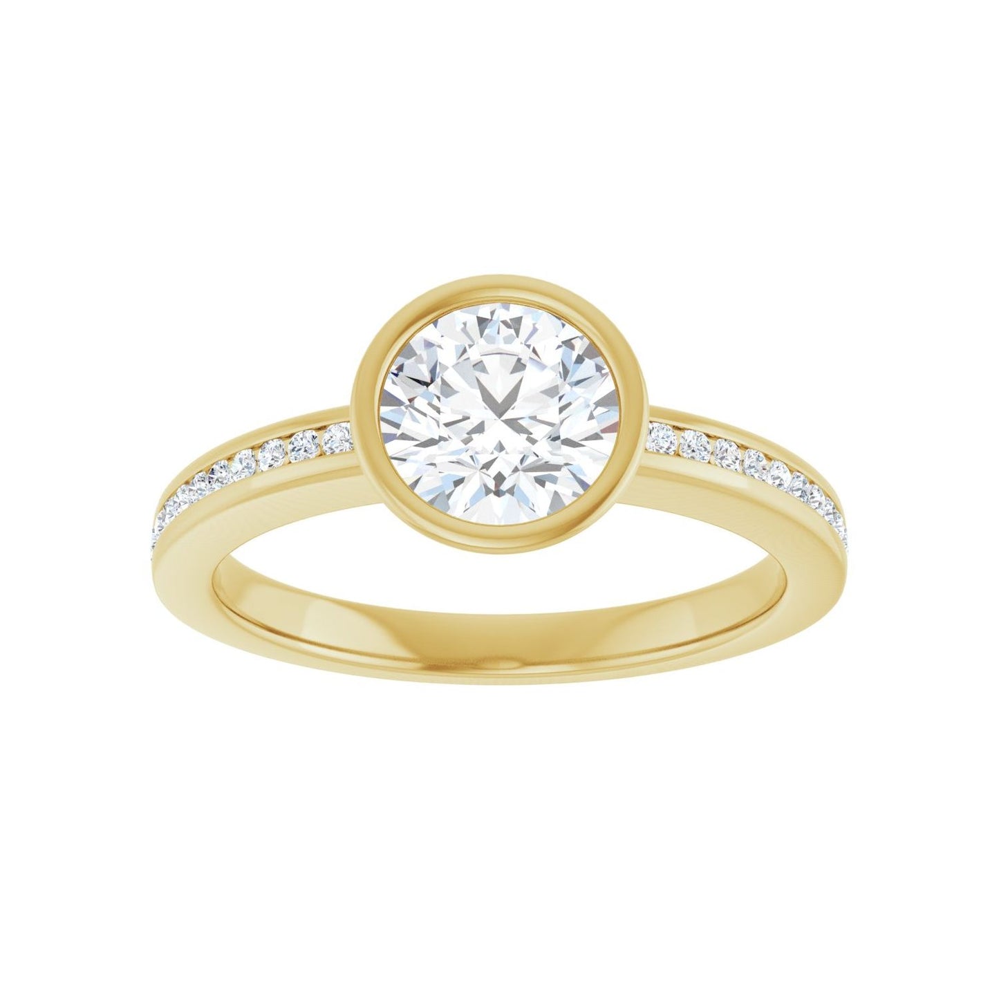 Round Bezel-Set Solitaire Engagement Ring | Metal Type=14K Yellow Gold | Center Stone Size=1 CT | Image 3
