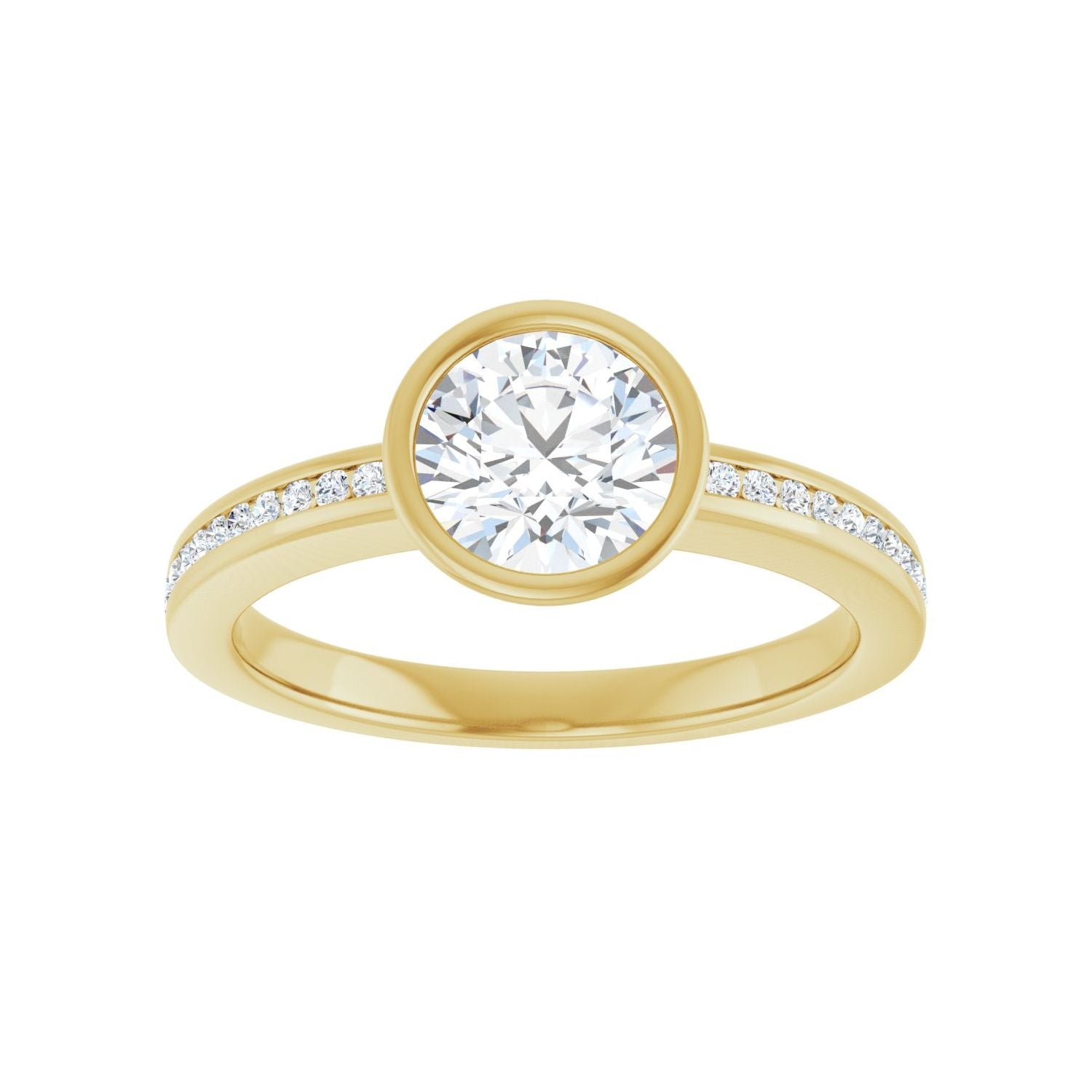 Round Bezel-Set Solitaire Engagement Ring | Metal Type=14K Yellow Gold | Center Stone Size=1 CT | Image 3