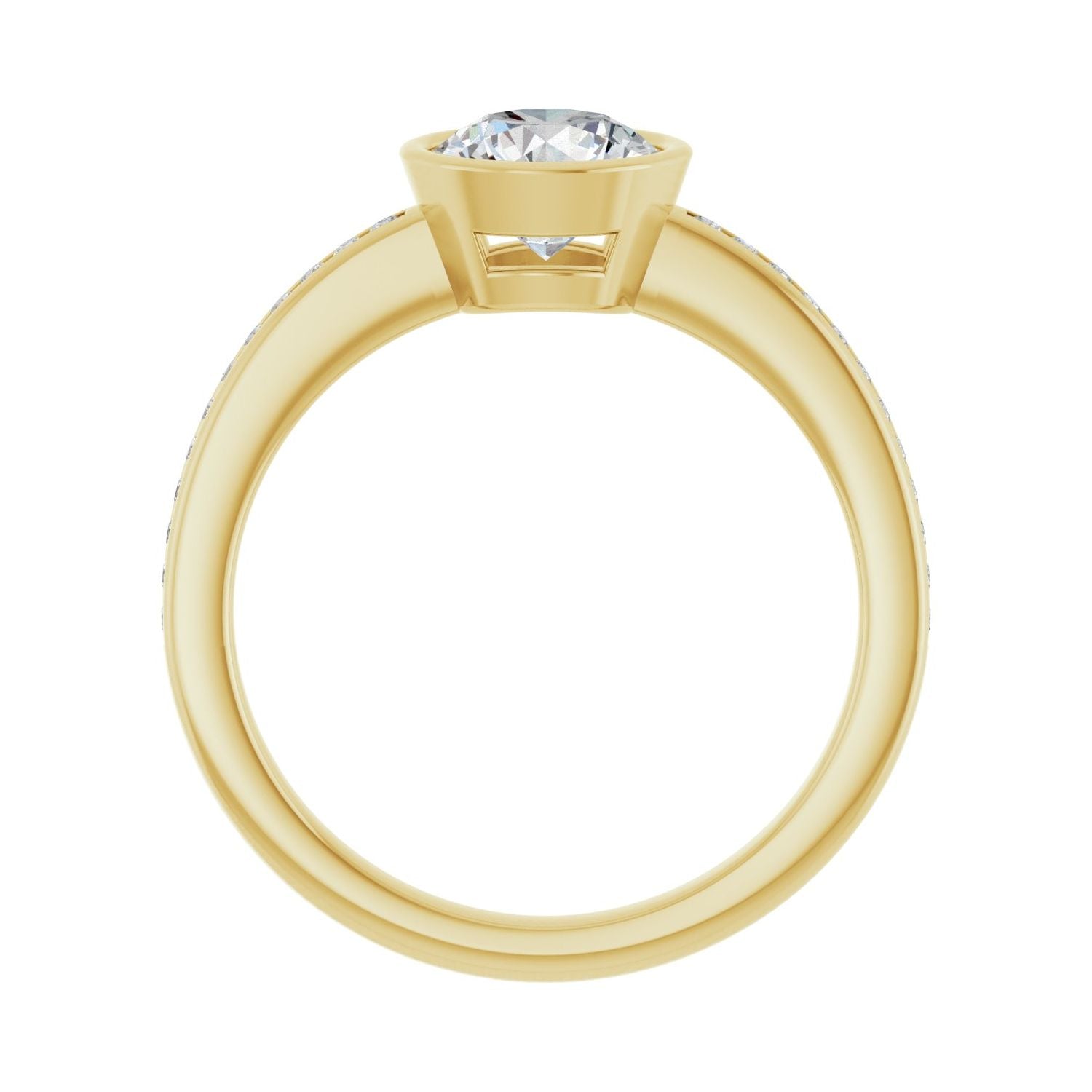Round Bezel-Set Solitaire Engagement Ring | Metal Type=14K Yellow Gold | Center Stone Size=1 CT | Image 2