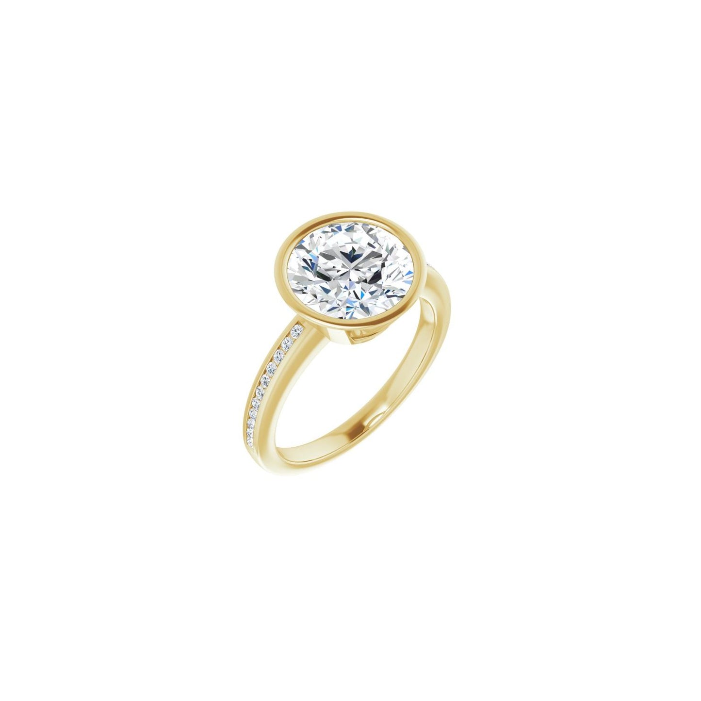Round Bezel-Set Solitaire Engagement Ring | Metal Type=14K Yellow Gold | Center Stone Size=3 CT | Image 1