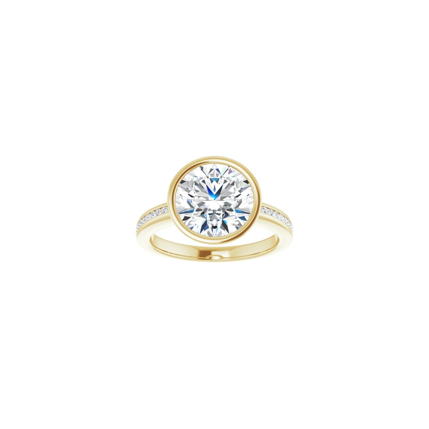 Round Bezel-Set Solitaire Engagement Ring | Metal Type=14K Yellow Gold | Center Stone Size=3 CT | Image 3