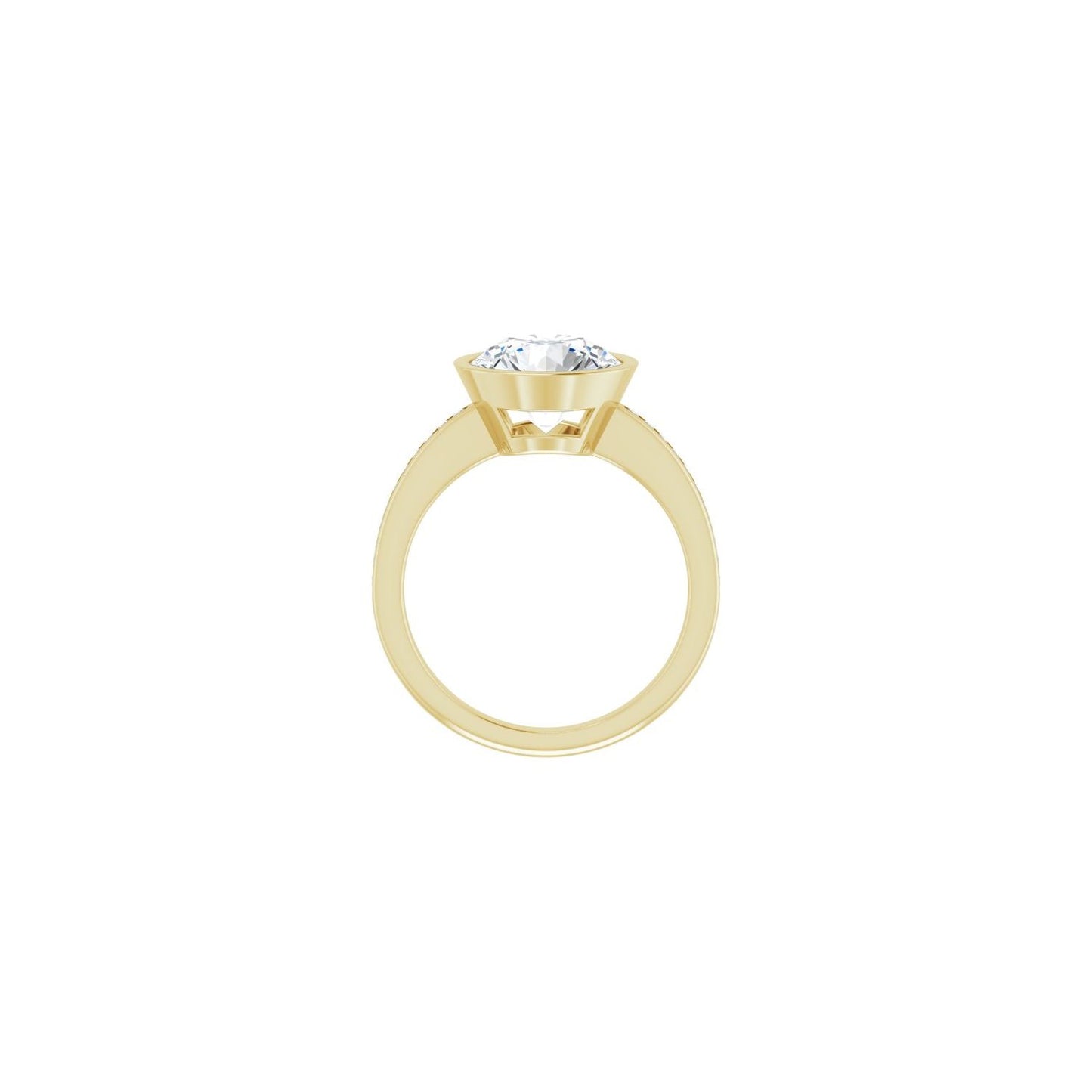 Round Bezel-Set Solitaire Engagement Ring | Metal Type=14K Yellow Gold | Center Stone Size=3 CT | Image 2
